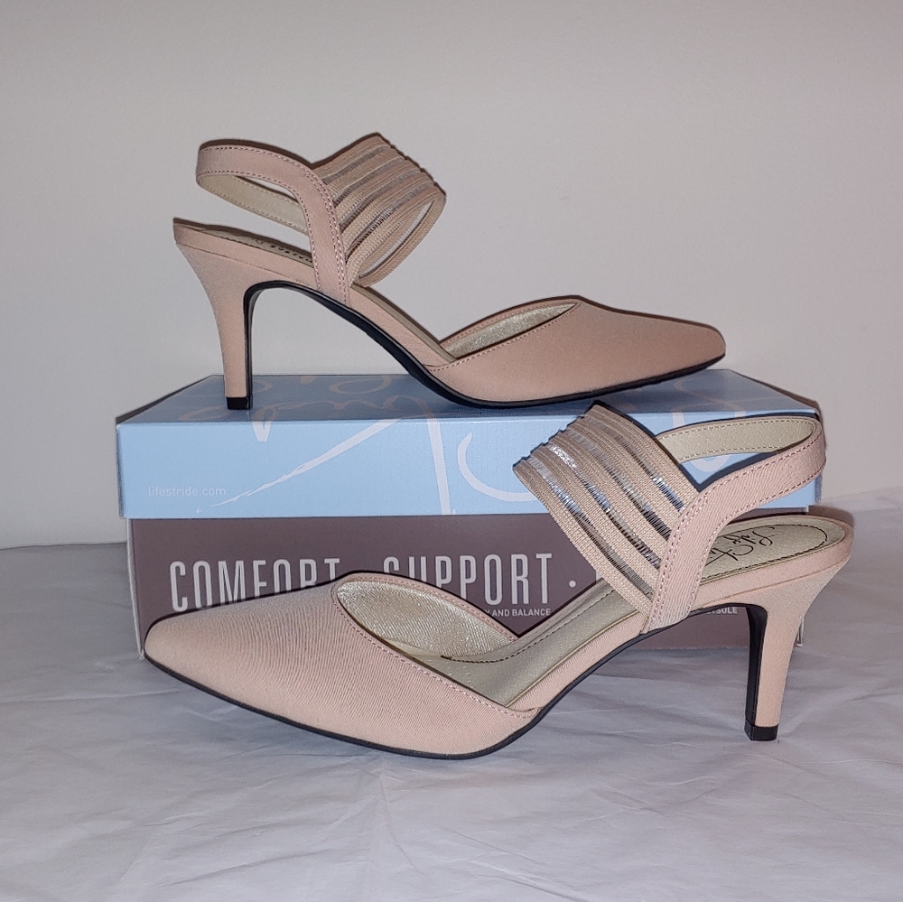 Sexy blush ankle strap heels